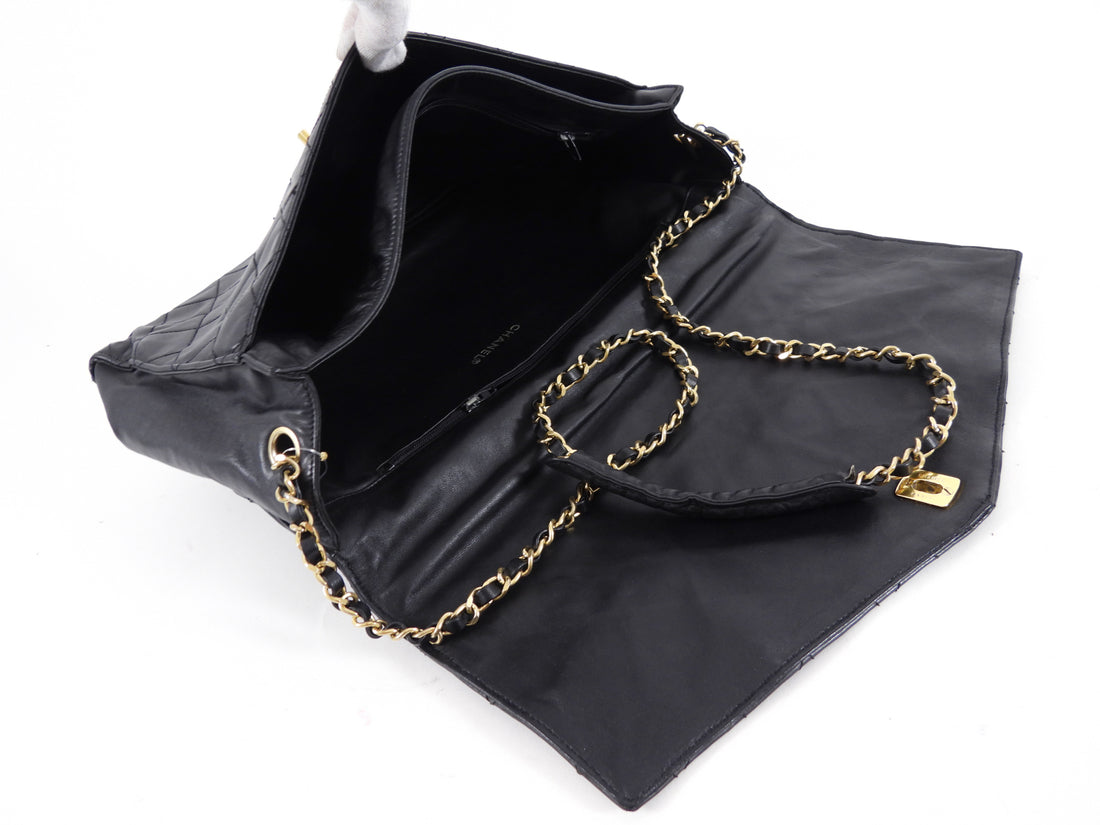 Chanel Black Quilted Leather Vintage Two Way Envelope Flap Chain Bag