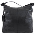 Chanel Vintage 1997 Black Leather CC Small Hobo Shoulder Bag