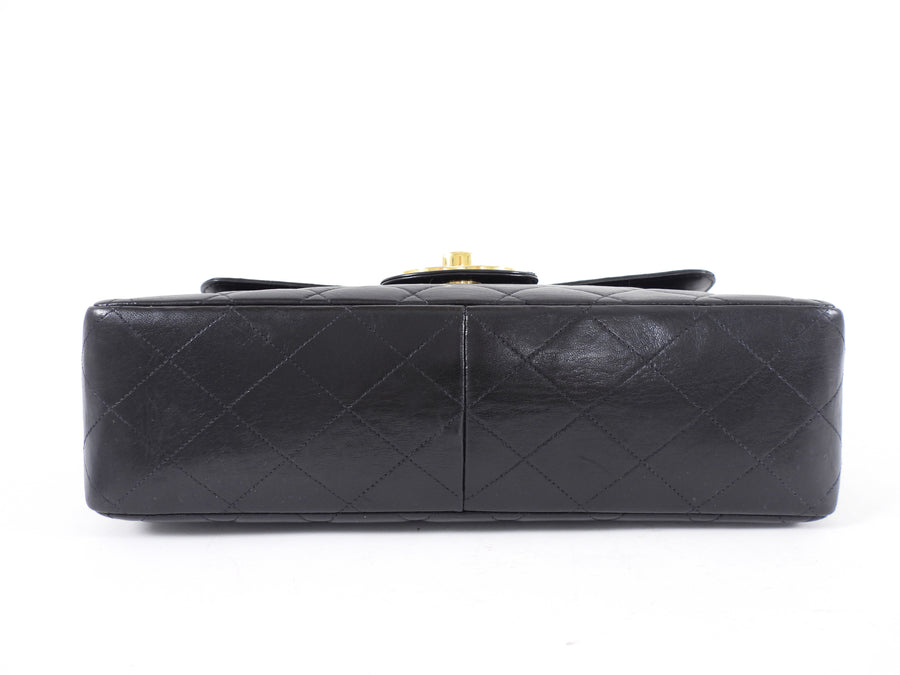 Chanel Vintage 1997 Black Lambskin Leather Jumbo CC Flap Bag
