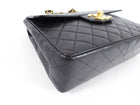 Chanel Vintage 1997 Black Lambskin Leather Jumbo CC Flap Bag