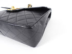 Chanel Vintage 1997 Black Lambskin Leather Jumbo CC Flap Bag