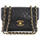 Chanel Vintage 1997 Black Lambskin Leather Jumbo CC Flap Bag