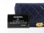 Chanel Dark Blue Lambskin Quilted Boy Zip Around Continental Wallet