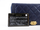 Chanel Dark Blue Lambskin Quilted Boy Zip Around Continental Wallet