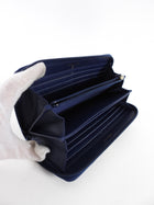 Chanel Dark Blue Lambskin Quilted Boy Zip Around Continental Wallet