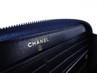 Chanel Dark Blue Lambskin Quilted Boy Zip Around Continental Wallet