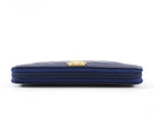 Chanel Dark Blue Lambskin Quilted Boy Zip Around Continental Wallet