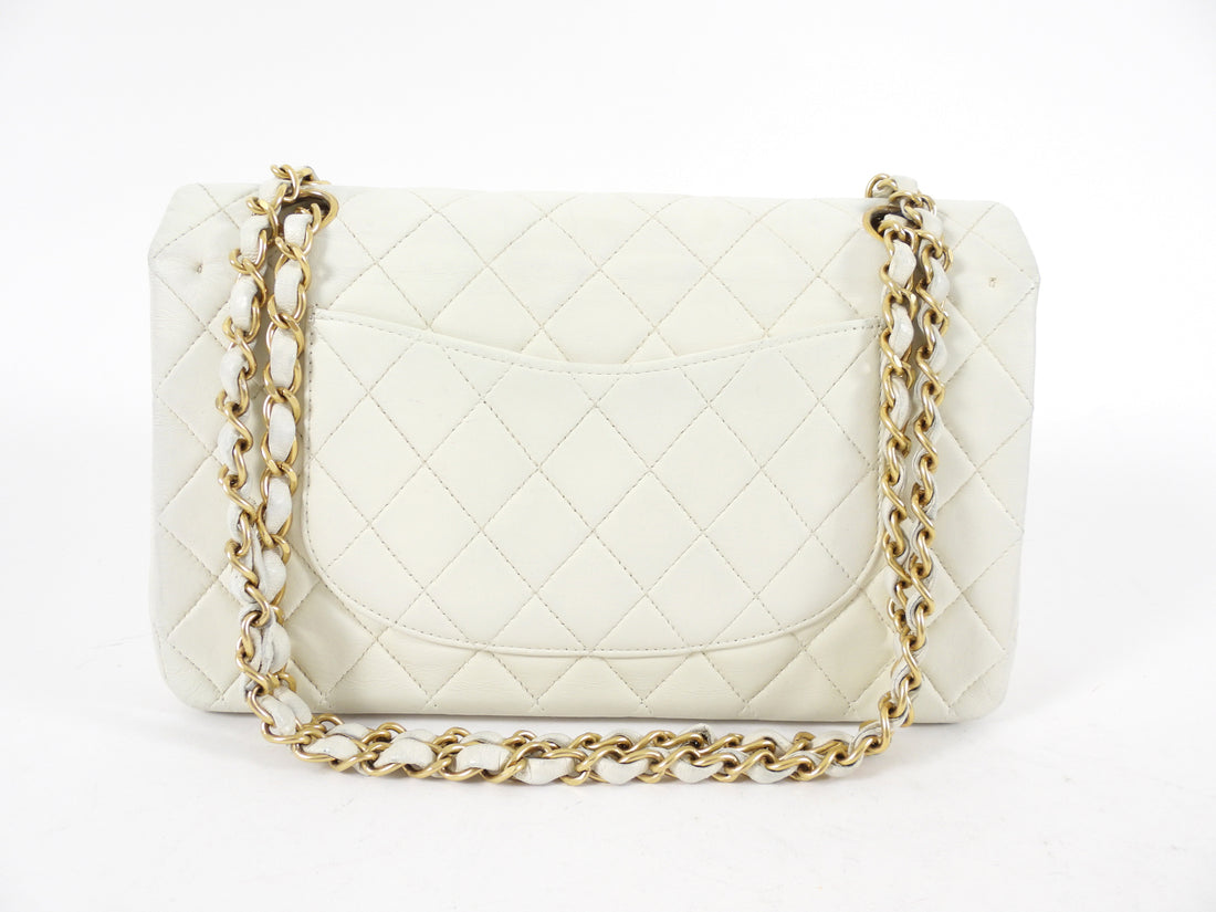 Chanel Vintage 2000 White Medium Classic Double Flap Bag GHW