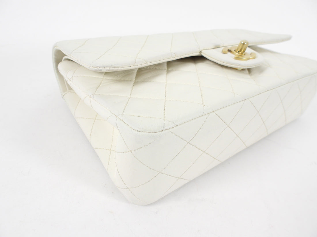 Chanel Vintage 2000 White Medium Classic Double Flap Bag GHW