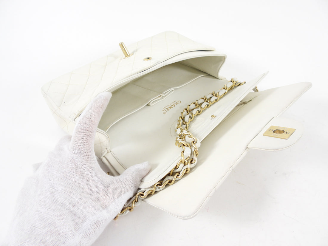 Chanel Vintage 2000 White Medium Classic Double Flap Bag GHW