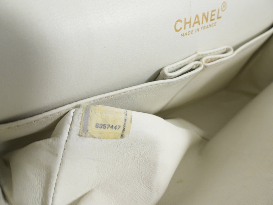 Chanel Vintage 2000 White Medium Classic Double Flap Bag GHW