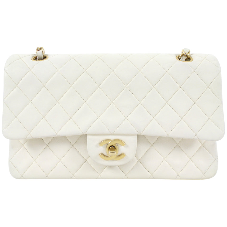 Chanel Vintage 2000 White Medium Classic Double Flap Bag GHW