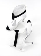 Chanel White Leather and Black Velvet Cut out Cap Toe Ankle Boot - 40C