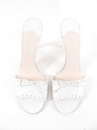 Chanel White Leather CC Embossed Bow Mules - 39.5