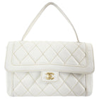 Chanel Vintage 2004 White Wild Stitch Top Handle Flap Bag