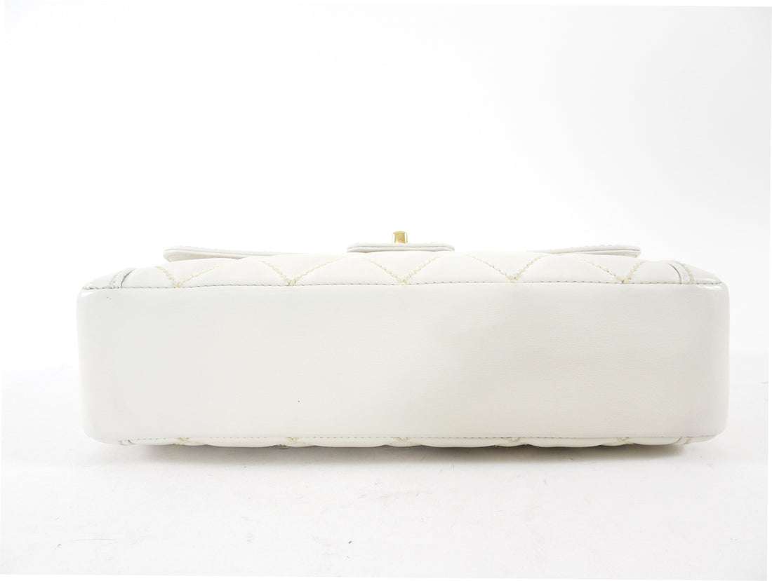 Chanel Vintage 2004 White Wild Stitch Top Handle Flap Bag
