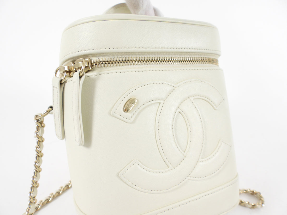 Chanel Ivory White Leather CC Mania Vanity Crossbody Bag