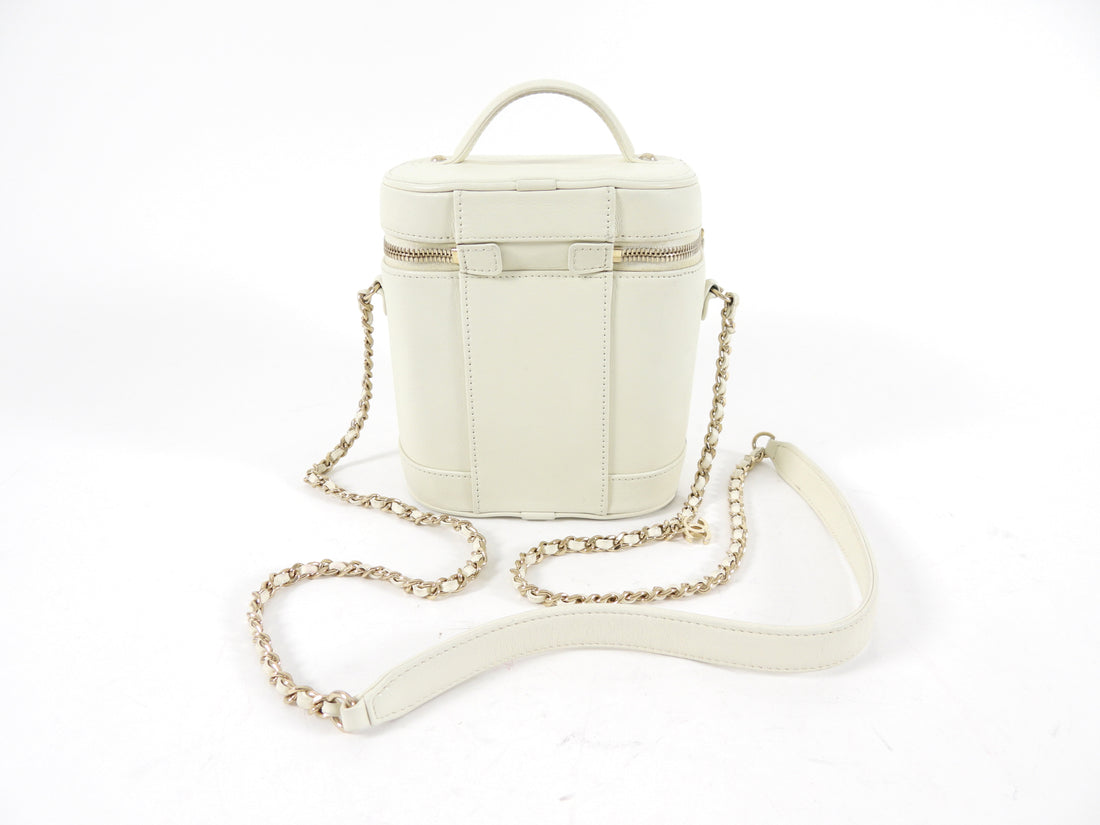 Chanel Ivory White Leather CC Mania Vanity Crossbody Bag