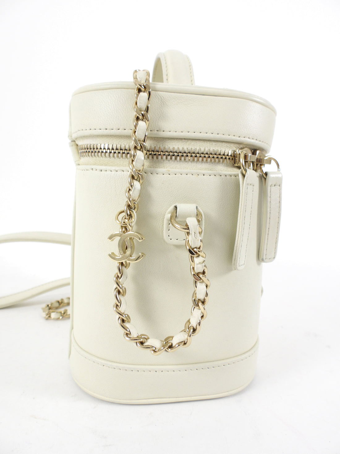 Chanel Ivory White Leather CC Mania Vanity Crossbody Bag