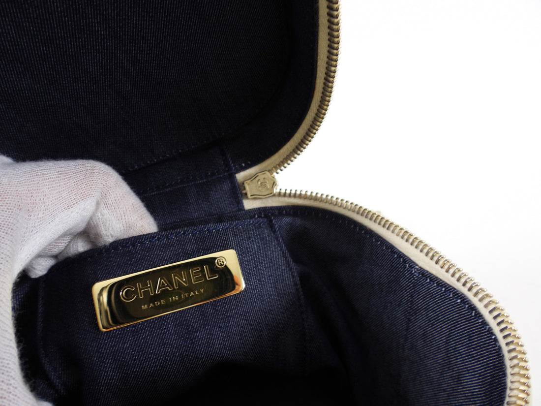 Chanel Ivory White Leather CC Mania Vanity Crossbody Bag