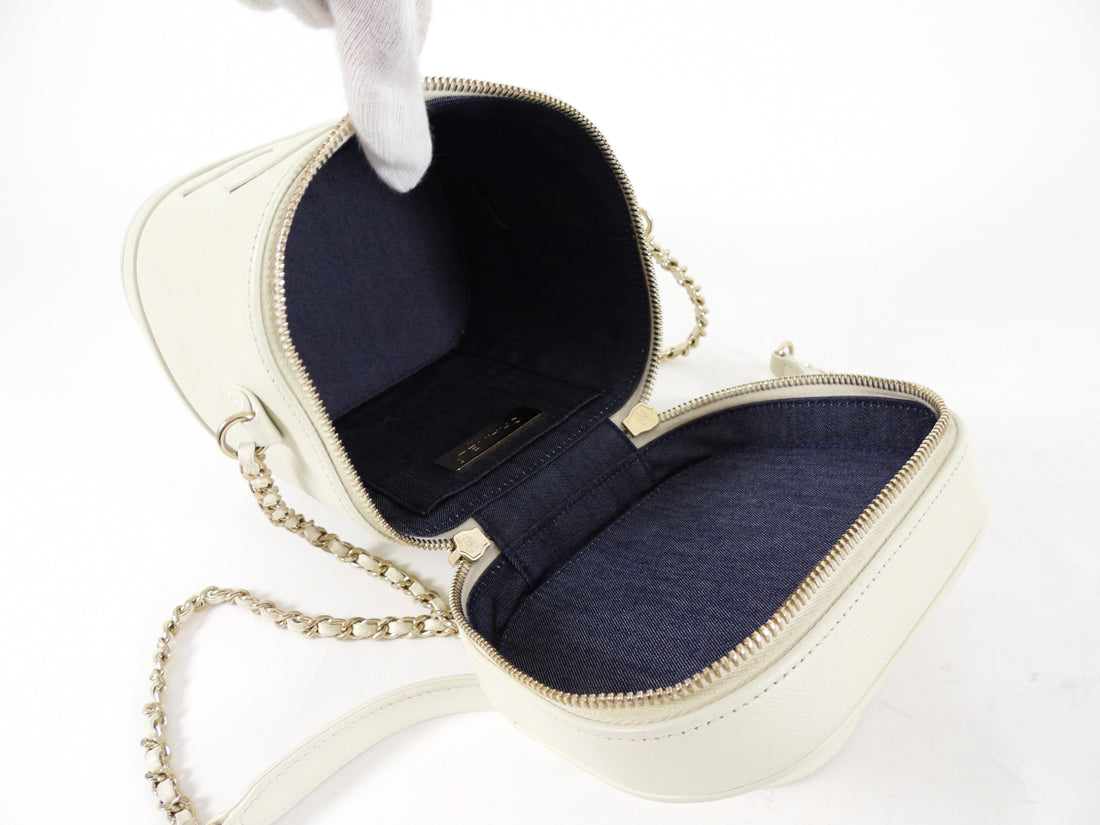 Chanel Ivory White Leather CC Mania Vanity Crossbody Bag