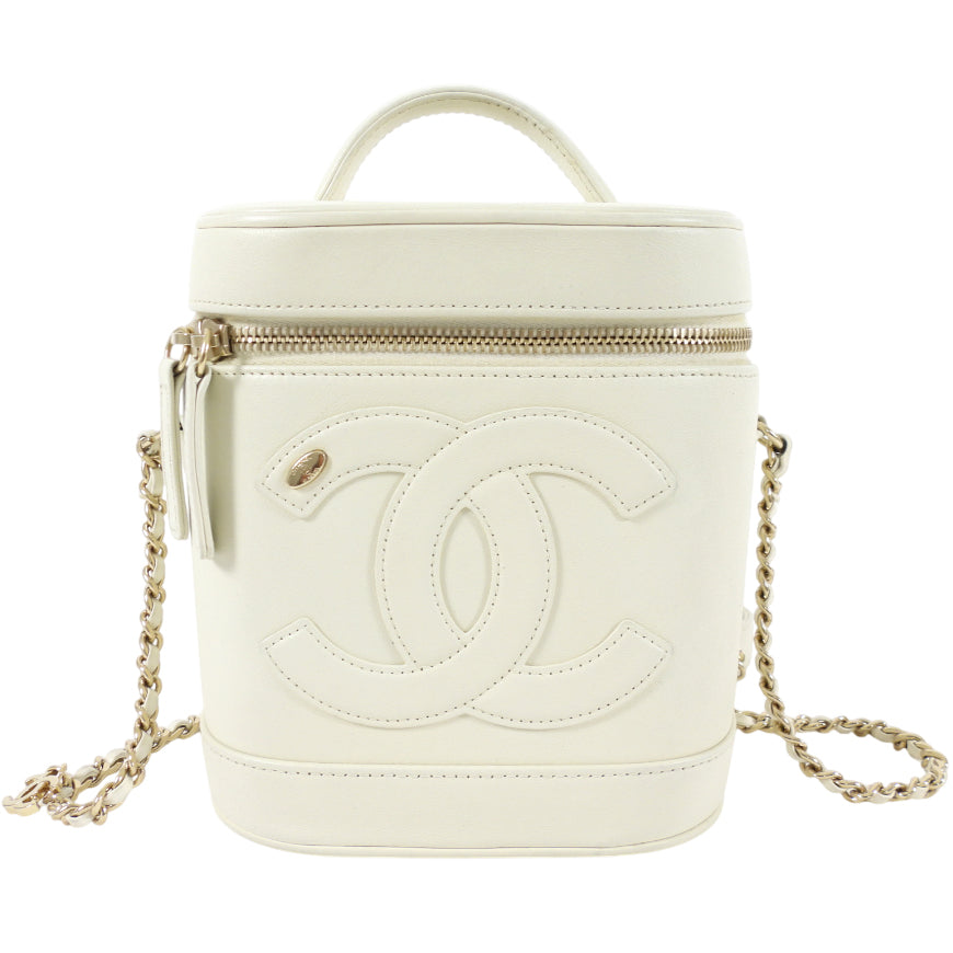 Chanel Ivory White Leather CC Mania Vanity Crossbody Bag