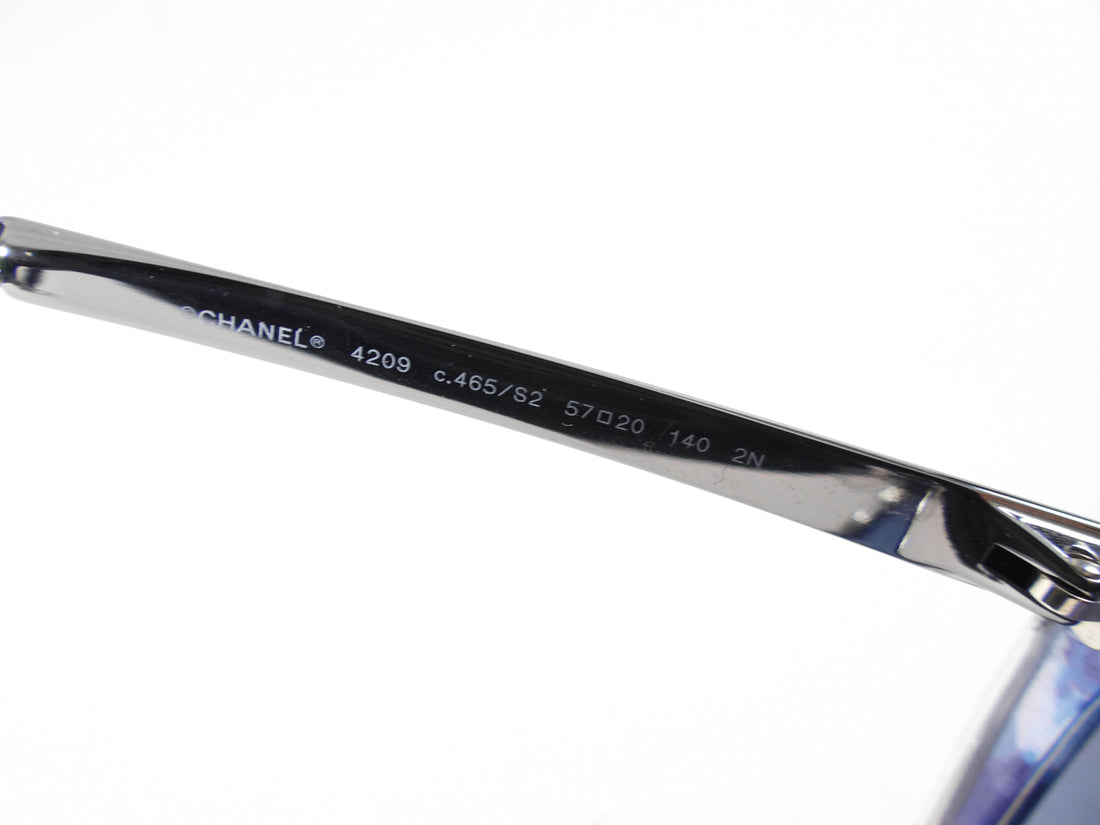 Chanel Dark Blue Acrylic and Metal Frame Oversized Sunglasses 4209