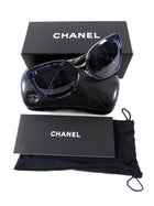 Chanel Dark Blue Acrylic and Metal Frame Oversized Sunglasses 4209