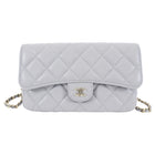 Chanel Blue Grey Caviar Leather Timeless Classic Phone Case Bag