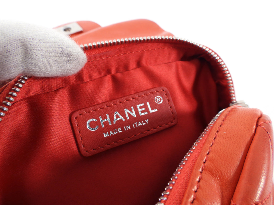 Chanel Red Lambskin Mini Flap Wallet on Chain Crossbody Bag