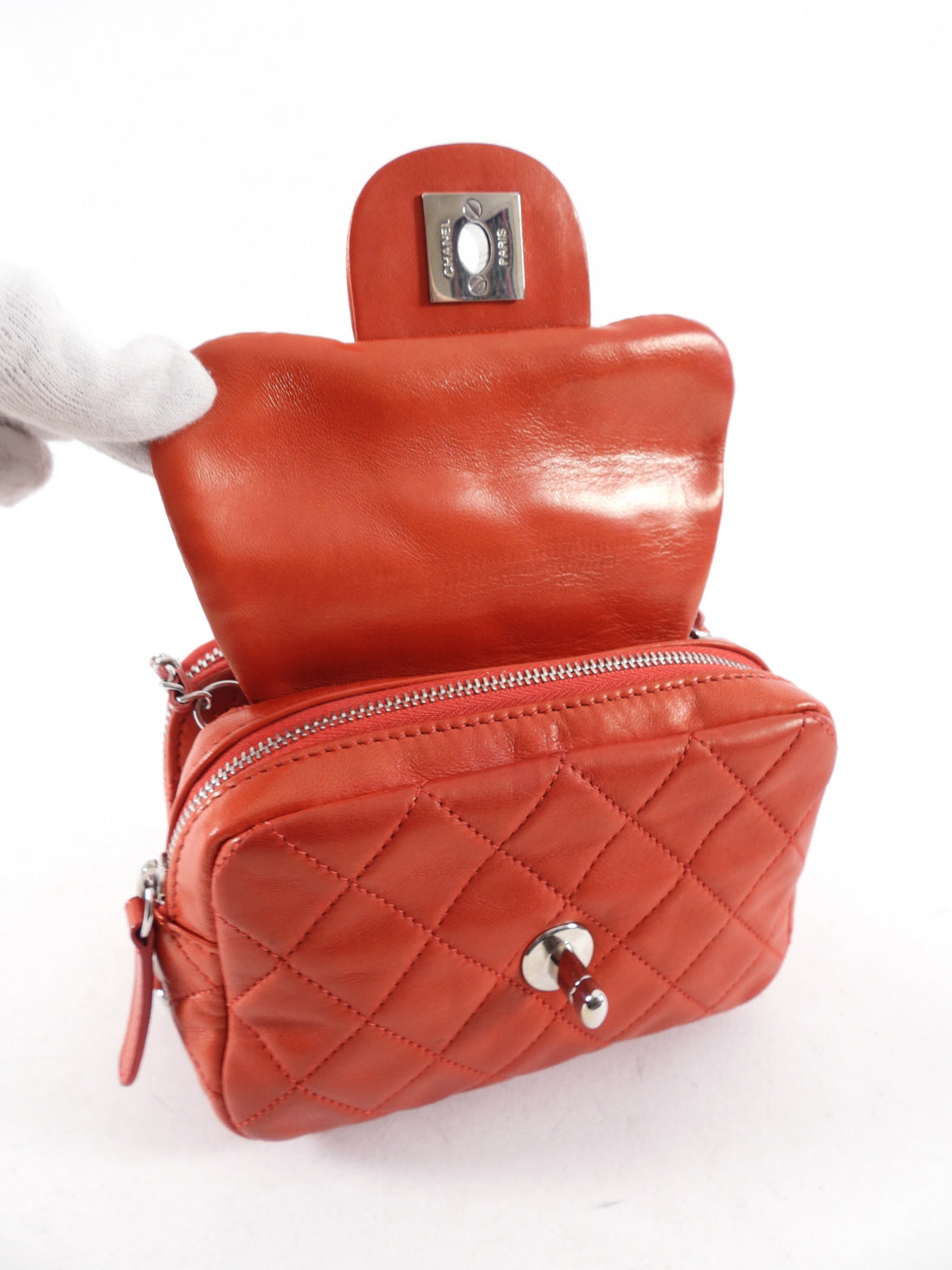 Chanel Red Lambskin Mini Flap Wallet on Chain Crossbody Bag