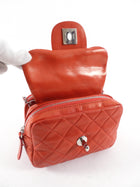 Chanel Red Lambskin Mini Flap Wallet on Chain Crossbody Bag