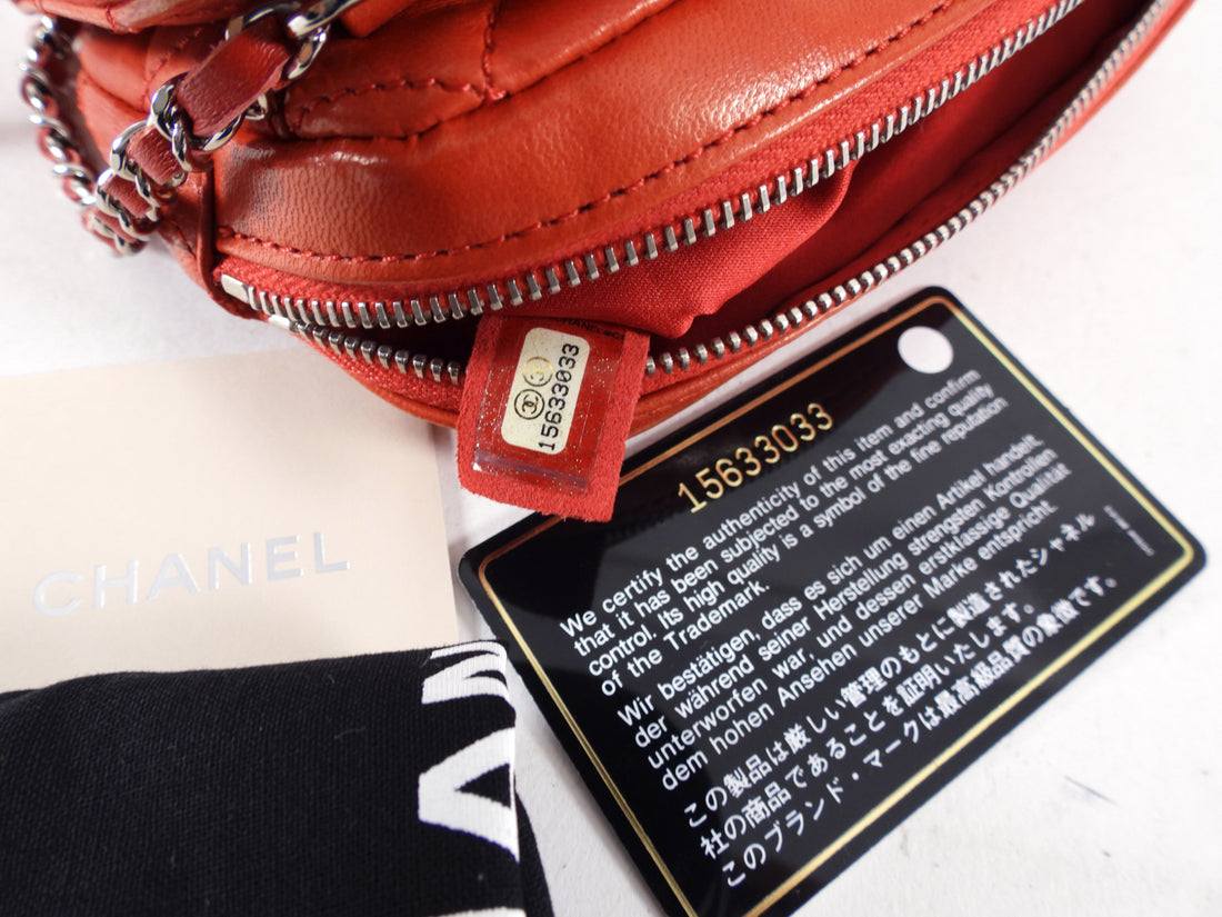 Chanel Red Lambskin Mini Flap Wallet on Chain Crossbody Bag