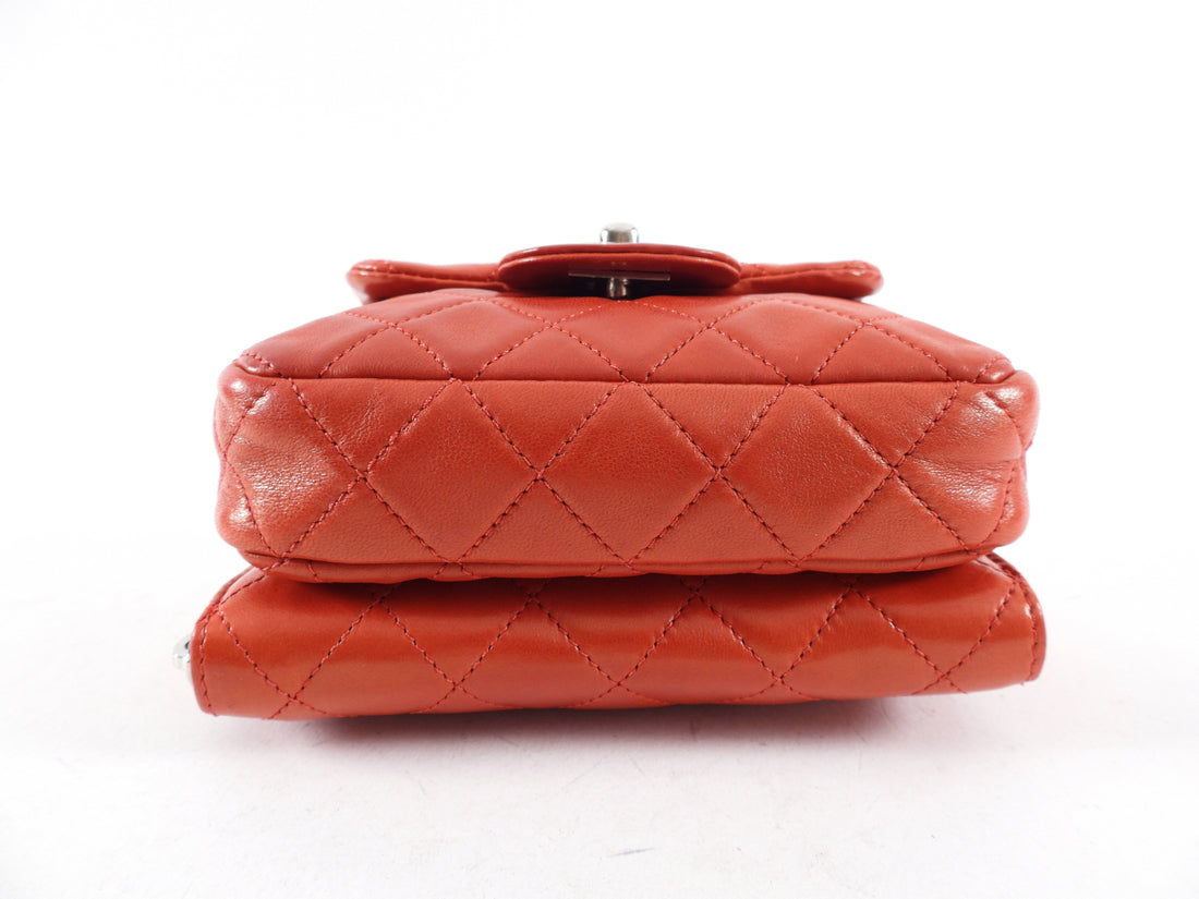 Chanel Red Lambskin Mini Flap Wallet on Chain Crossbody Bag