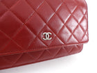 Chanel Dark Red Quilted Classic Wallet on Chain SHW