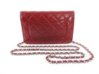 Chanel Dark Red Quilted Classic Wallet on Chain SHW