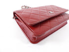 Chanel Dark Red Quilted Classic Wallet on Chain SHW