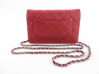 Chanel Red Calfskin Leather Quilted Timeless Wallet on Chain