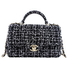 Chanel 24P Black and White Fantasy Tweed Mini Top Handle Chain Bag