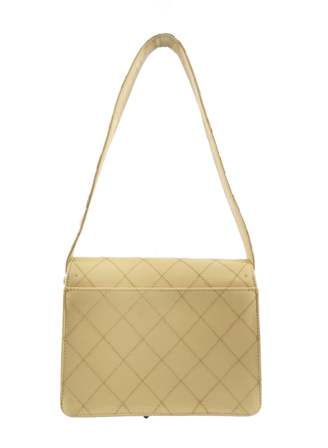 Chanel Vintage 1997 Beige Stitch Shoulder Flap Bag