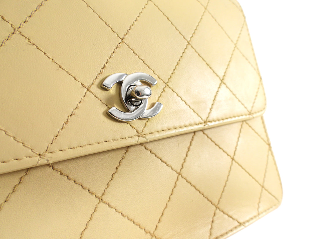 Chanel Vintage 1997 Beige Stitch Shoulder Flap Bag
