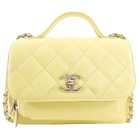 Chanel Yellow Caviar Quilted Small / Mini Business Affinity Flap Clutch Bag