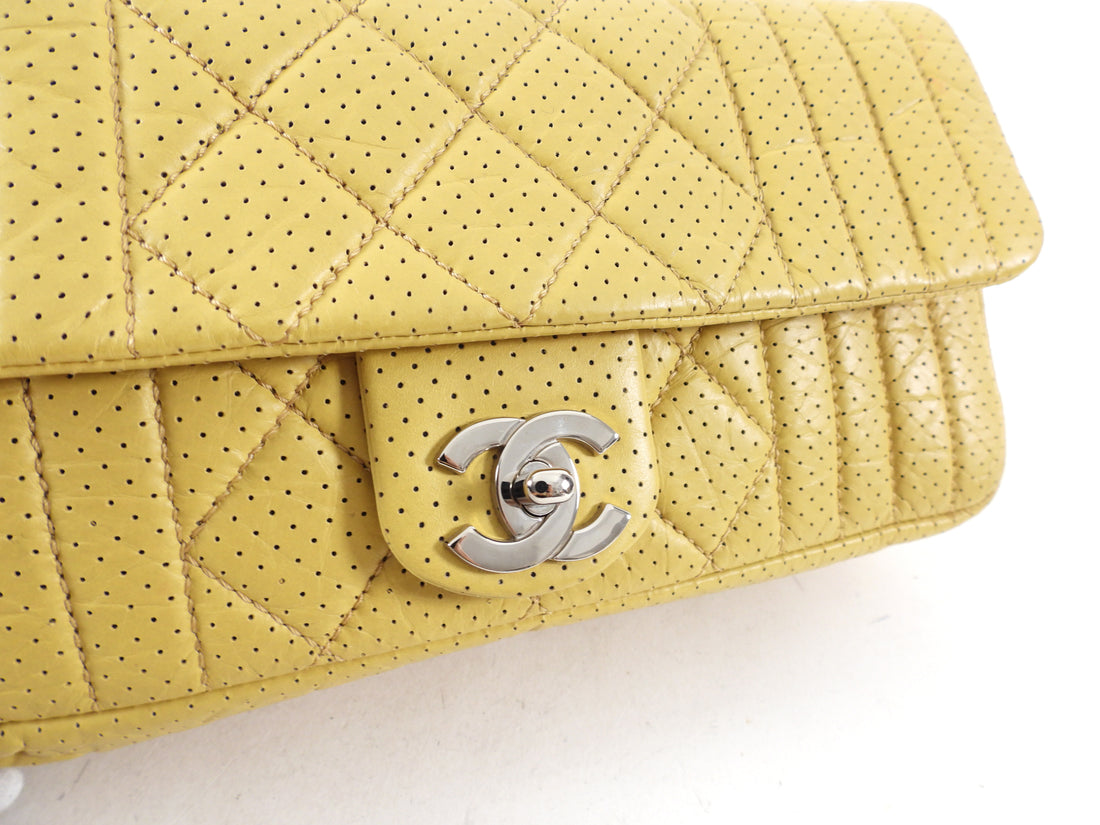 Chanel 2006 Mustard Yellow Perforated Leather Flap Bag