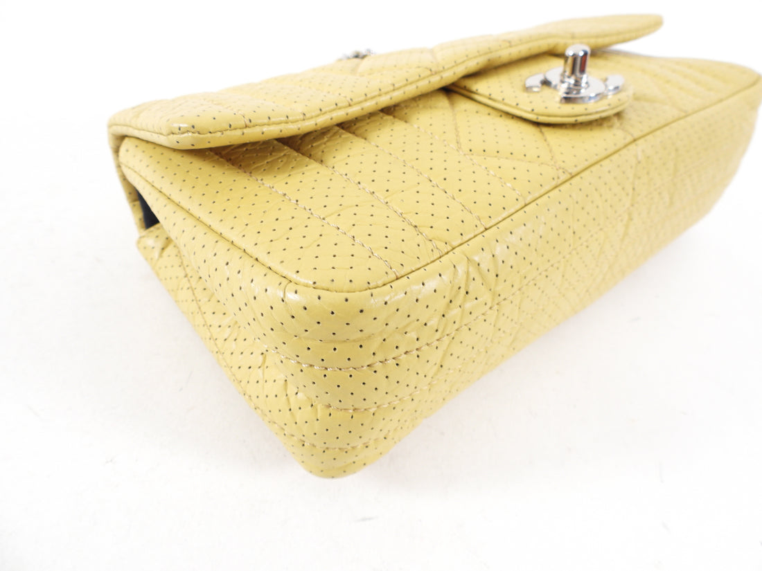 Chanel 2006 Mustard Yellow Perforated Leather Flap Bag