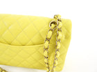 Chanel Lemon Yellow Caviar Leather Small Classic Double Flap Bag LGHW