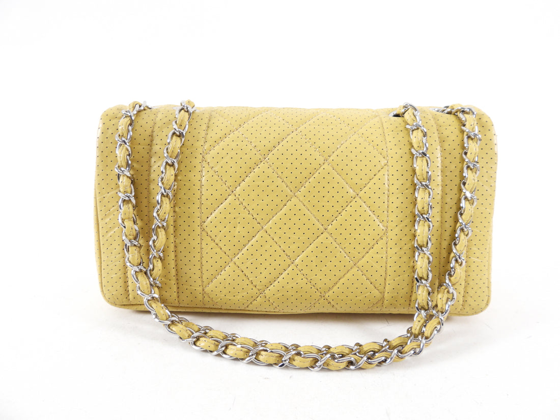 Chanel 2006 Mustard Yellow Perforated Leather Flap Bag