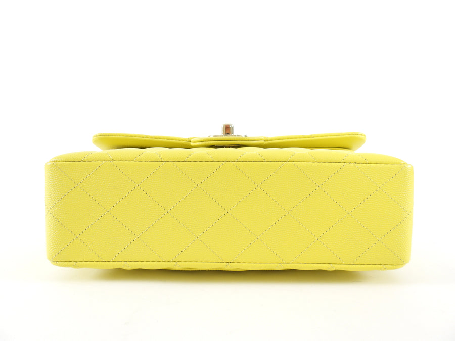 Chanel Lemon Yellow Caviar Leather Small Classic Double Flap Bag LGHW