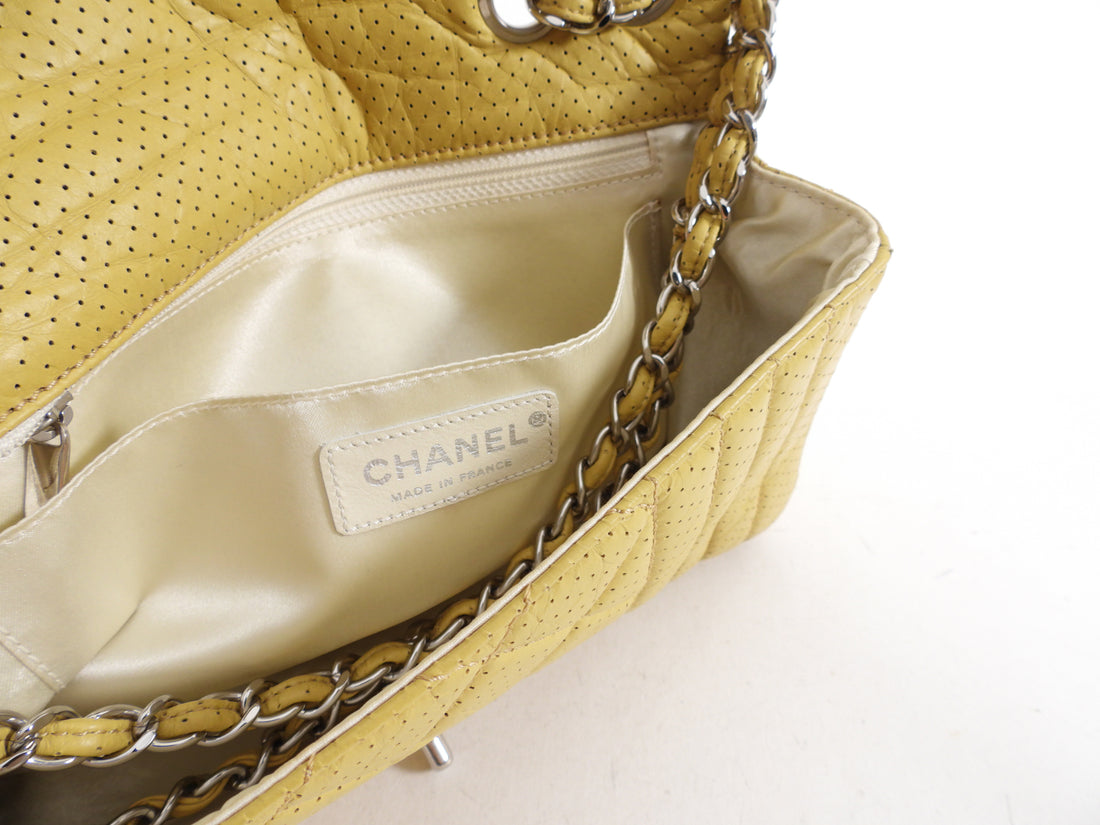 Chanel 2006 Mustard Yellow Perforated Leather Flap Bag