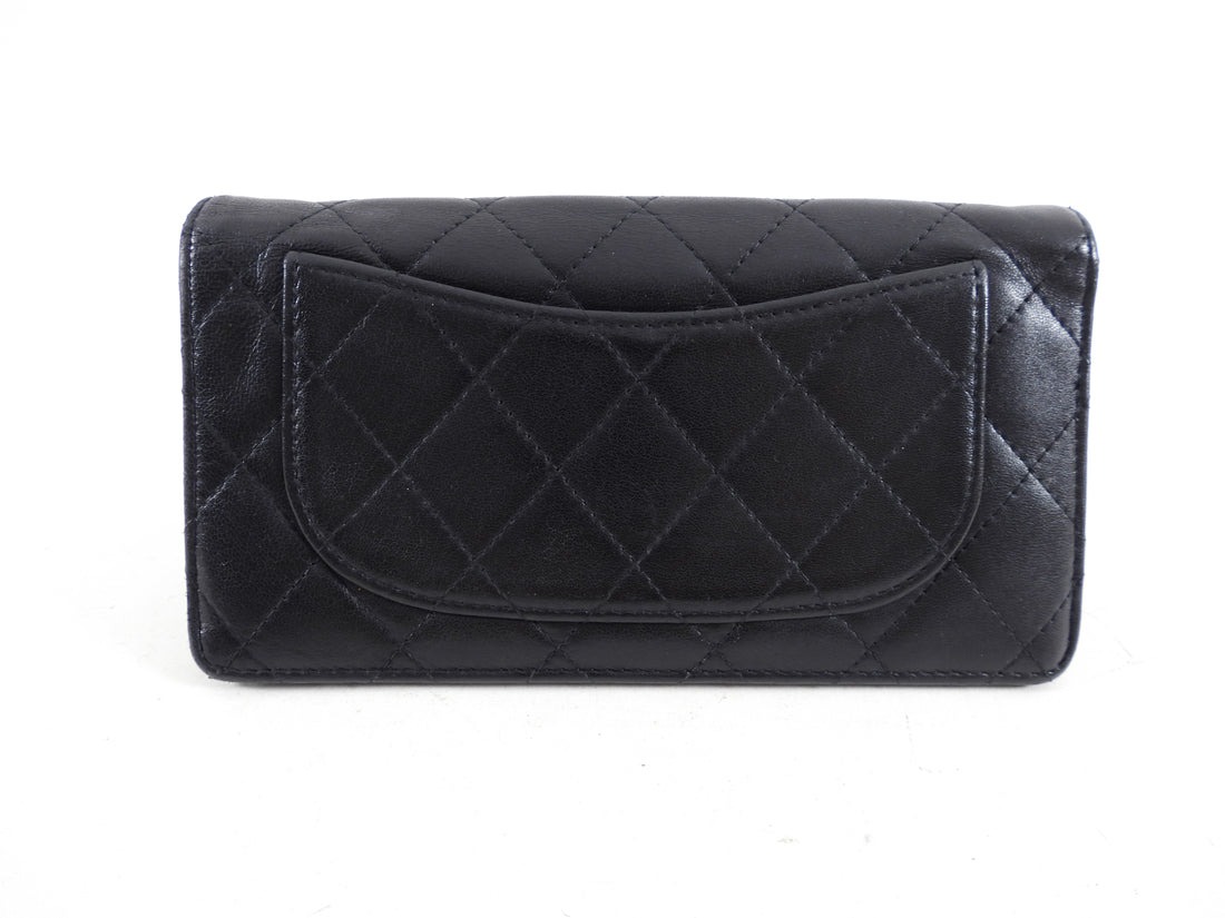 Chanel Black Calf Leather Quilted Timeless Bifold Long Wallet