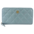 Chanel Blue Caviar Shimmer Leather Small Zippy Wallet